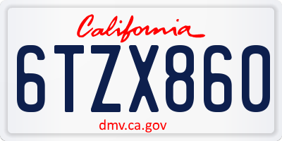 CA license plate 6TZX860