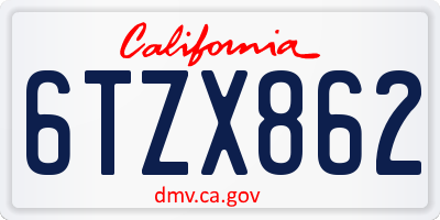 CA license plate 6TZX862