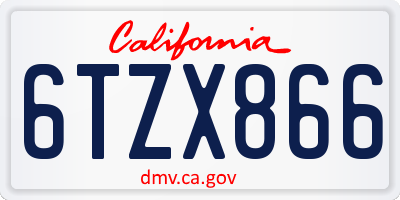 CA license plate 6TZX866