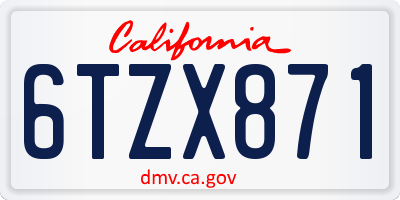 CA license plate 6TZX871