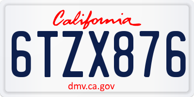 CA license plate 6TZX876