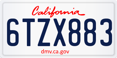 CA license plate 6TZX883