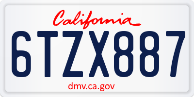 CA license plate 6TZX887