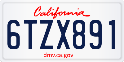 CA license plate 6TZX891