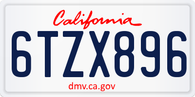 CA license plate 6TZX896