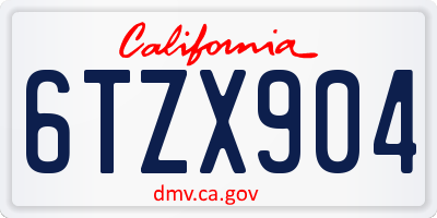 CA license plate 6TZX904