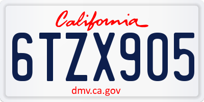 CA license plate 6TZX905
