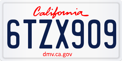 CA license plate 6TZX909