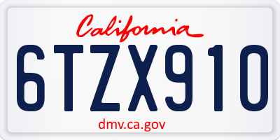 CA license plate 6TZX910