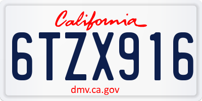 CA license plate 6TZX916