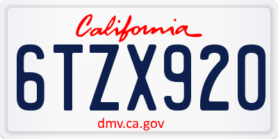 CA license plate 6TZX920