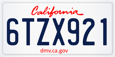 CA license plate 6TZX921