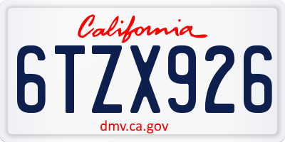 CA license plate 6TZX926