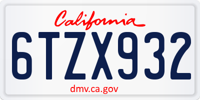 CA license plate 6TZX932