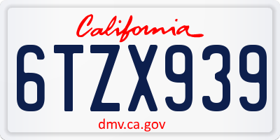 CA license plate 6TZX939