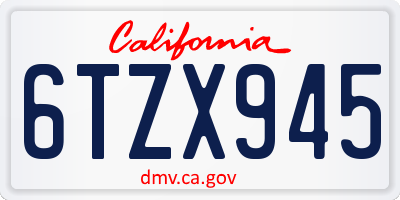 CA license plate 6TZX945