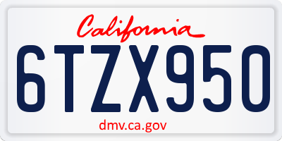 CA license plate 6TZX950