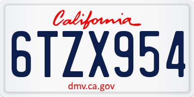 CA license plate 6TZX954