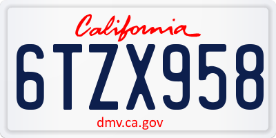 CA license plate 6TZX958