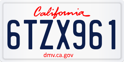 CA license plate 6TZX961