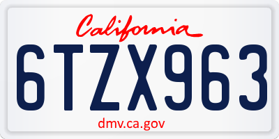 CA license plate 6TZX963