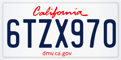 CA license plate 6TZX970