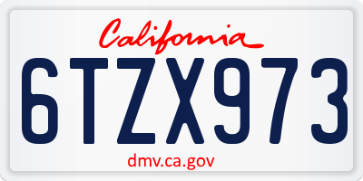 CA license plate 6TZX973
