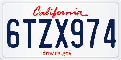 CA license plate 6TZX974