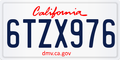 CA license plate 6TZX976