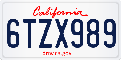 CA license plate 6TZX989