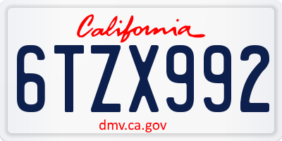 CA license plate 6TZX992