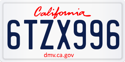 CA license plate 6TZX996