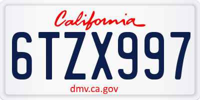 CA license plate 6TZX997