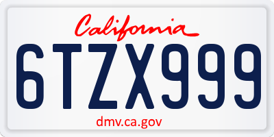 CA license plate 6TZX999