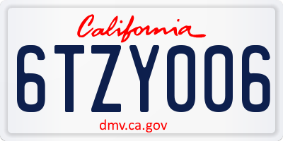 CA license plate 6TZY006