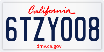 CA license plate 6TZY008
