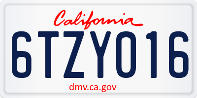 CA license plate 6TZY016