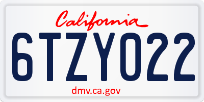 CA license plate 6TZY022