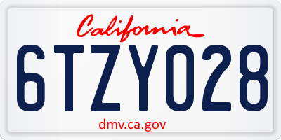 CA license plate 6TZY028