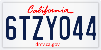 CA license plate 6TZY044