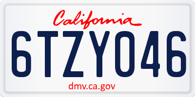 CA license plate 6TZY046