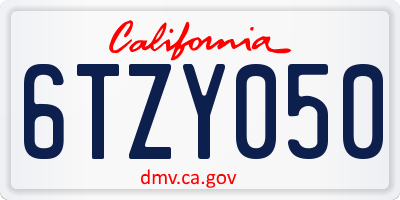 CA license plate 6TZY050