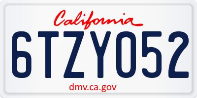 CA license plate 6TZY052