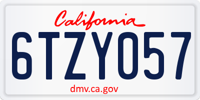 CA license plate 6TZY057
