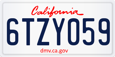 CA license plate 6TZY059