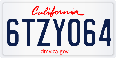 CA license plate 6TZY064