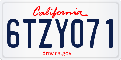 CA license plate 6TZY071