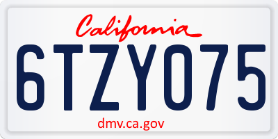 CA license plate 6TZY075