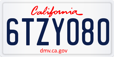 CA license plate 6TZY080