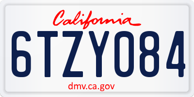 CA license plate 6TZY084